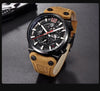 Mens Military Army Watches Analog Chronograph Watch Genuine Leather Strap Sports Casual Waterproof Male Quartz Wristwatch by Stevvex