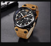 Mens Military Army Watches Analog Chronograph Watch Genuine Leather Strap Sports Casual Waterproof Male Quartz Wristwatch by Stevvex