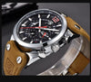 Mens Military Army Watches Analog Chronograph Watch Genuine Leather Strap Sports Casual Waterproof Male Quartz Wristwatch by Stevvex
