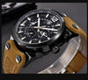 Mens Military Army Watches Analog Chronograph Watch Genuine Leather Strap Sports Casual Waterproof Male Quartz Wristwatch by Stevvex