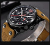Mens Military Army Watches Analog Chronograph Watch Genuine Leather Strap Sports Casual Waterproof Male Quartz Wristwatch by Stevvex