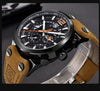 Mens Military Army Watches Analog Chronograph Watch Genuine Leather Strap Sports Casual Waterproof Male Quartz Wristwatch by Stevvex