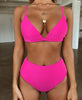Bikini Swimwear Swimsuit Women Solid Bathing Suit Bikini Set With Pad Female High Waist Beachwear Women Bikini Swimsuits 2 Piece Deep V Neck Swimwear Adjustable Strap Back Bathing Suits by Stevvex