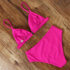 Bikini Swimwear Swimsuit Women Solid Bathing Suit Bikini Set With Pad Female High Waist Beachwear Women Bikini Swimsuits 2 Piece Deep V Neck Swimwear Adjustable Strap Back Bathing Suits by Stevvex