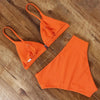 Bikini Swimwear Swimsuit Women Solid Bathing Suit Bikini Set With Pad Female High Waist Beachwear Women Bikini Swimsuits 2 Piece Deep V Neck Swimwear Adjustable Strap Back Bathing Suits by Stevvex