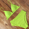 Bikini Swimwear Swimsuit Women Solid Bathing Suit Bikini Set With Pad Female High Waist Beachwear Women Bikini Swimsuits 2 Piece Deep V Neck Swimwear Adjustable Strap Back Bathing Suits by Stevvex