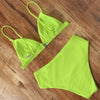 Bikini Swimwear Swimsuit Women Solid Bathing Suit Bikini Set With Pad Female High Waist Beachwear Women Bikini Swimsuits 2 Piece Deep V Neck Swimwear Adjustable Strap Back Bathing Suits by Stevvex