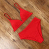 Bikini Swimwear Swimsuit Women Solid Bathing Suit Bikini Set With Pad Female High Waist Beachwear Women Bikini Swimsuits 2 Piece Deep V Neck Swimwear Adjustable Strap Back Bathing Suits by Stevvex