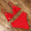 Bikini Swimwear Swimsuit Women Solid Bathing Suit Bikini Set With Pad Female High Waist Beachwear Women Bikini Swimsuits 2 Piece Deep V Neck Swimwear Adjustable Strap Back Bathing Suits by Stevvex