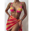 Bikini Women Push Up Swimsuit 3 Piece Bikini Set With Cover Up Women's Fashion 3 Piece Tie Dye Top Bikini Set Swimsuit Cover Up Skirt Swimwear Push Up Bather Swim Wear by Stevvex