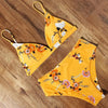 Bikini Swimwear Swimsuit Women Solid Bathing Suit Bikini Set With Pad Female High Waist Beachwear Women Bikini Swimsuits 2 Piece Deep V Neck Swimwear Adjustable Strap Back Bathing Suits by Stevvex