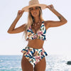 Women Summer High Waist Ruffle Bikini Set Swimwear Women Lady Floral Female Push Up Swimsuit Summer Beach Wear Bikini Pure Color Bikini Charming Ruffled Bra And Bottom Swimsuits by Stevvex