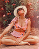 Two-Pieces Women Floral Push-Up Padded Bra Ruffles Bikini Set Swimsuit Swimwear Bathing Suit Beachwear Floral Printed Swimsuit Knotted String Triangle Bikini Tie Side High Cut Cheeky Bikini Set by Stevvex