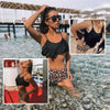Leopard Bikini High Waist Bikini Animal Print Floral Swimsuit Ruffle Swimsuit Plus Size Swimwear Women Swimsuits for Women Two Piece Bathing Suits Ruffle Tops With High Waist Bottoms Bikini Sets For Teen Girls by Stevvex