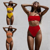 Bikinis Solid Push Up Bikini Padded Bra Straps High Waist Swimsuit Female Swimwear Women's Bathing Suit Lace up Bikini Ribbed Two Piece Swimsuit by Stevvex