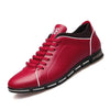 New Mens Leather Casual Sneakers Fashion Solid Leather Shoes Business Sport Flat Round Toe Fashion Sneakers Dress Shoes For Men Walking Business Office Driving Comfort Loafers by Stevvex