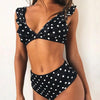 Vintage Black White Bikini High Waist Swimwear Push Up Bikini Swimsuit For Women Underwire Bikini Top Ruffle Padded Two Piece Bathing Suits Teen Girls Women Push Up Swimsuit Ruffle Dot Swimsuit Bikini Summer Beach Wear by Stevvex