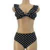 Vintage Black White Bikini High Waist Swimwear Push Up Bikini Swimsuit For Women Underwire Bikini Top Ruffle Padded Two Piece Bathing Suits Teen Girls Women Push Up Swimsuit Ruffle Dot Swimsuit Bikini Summer Beach Wear by Stevvex