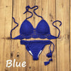 Summer Hand Crochet Women Swimwear Crop Top Push Up Bikini Set Beach Swimsuit Suit Tassel Swim Beach Beachwear Bikini Bra Bikini Swimsuit Women Beach Crochet Crop Summer Halter Bikini by Stevvex