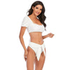 Bikini New 2 Piece Women Swimsuit Women's High Waist Bikini Set Fashion Puff Sleeve Swimwear Set Bathing Suits Solid Color Short Puff Sleeve Summer High Waist Cut Backless Bathing Suit Beachwear by Stevvex