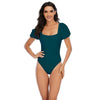 Bikini New 2 Piece Women Swimsuit Women's High Waist Bikini Set Fashion Puff Sleeve Swimwear Set Bathing Suits Solid Color Short Puff Sleeve Summer High Waist Cut Backless Bathing Suit Beachwear by Stevvex