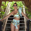 Two-Pieces Women Floral Push-Up Padded Bra Ruffles Bikini Set Swimsuit Swimwear Bathing Suit Beachwear Floral Printed Swimsuit Knotted String Triangle Bikini Tie Side High Cut Cheeky Bikini Set by Stevvex