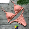 Colors Solid Bikini Set Push Up Swimwear Two Piece Swimsuit Swimwear Halter String Triangle Bikini Sets Women Swimsuit Low Waist Halter Two Pieces Bathing Suit by Stevvex