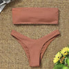 New Bikini High Waist Strapless Bikini Women Swimwear Women Swimsuit Padded Bathing Suit Pure Color Women's Bandeau Bikini Top-High Leg High Waist Bikini Bottom Set by Stevvex
