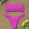 New Bikini High Waist Strapless Bikini Women Swimwear Women Swimsuit Padded Bathing Suit Pure Color Women's Bandeau Bikini Top-High Leg High Waist Bikini Bottom Set by Stevvex