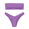 New Bikini High Waist Strapless Bikini Women Swimwear Women Swimsuit Padded Bathing Suit Pure Color Women's Bandeau Bikini Top-High Leg High Waist Bikini Bottom Set by Stevvex