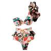 Two-Pieces Women Floral Push-Up Padded Bra Ruffles Bikini Set Swimsuit Swimwear Bathing Suit Beachwear Floral Printed Swimsuit Knotted String Triangle Bikini Tie Side High Cut Cheeky Bikini Set by Stevvex