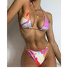 Print Swimsuit 3 Piece Mesh Bikini Set Women's Ribbed Floral Bikini Set Tie Side Swimsuit Cover Ups Daisy Butterfly Print Three Piece Bikini Swimwear Triangle Micro Bikini String Halter Swimwear Women Low Waist Bathing Suit by Stevvex