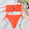 Bikini Women Swimsuit Female Low Waist Swimwear Women Beach Mini Thong Bikini Set Bathing Suit Women Thong Swimsuits Strapless 2 Piece Bikini String Tie Ruffle Brazilian Bathing Suit by Stevvex