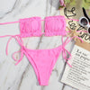 Bikini Women Swimsuit Female Low Waist Swimwear Women Beach Mini Thong Bikini Set Bathing Suit Women Thong Swimsuits Strapless 2 Piece Bikini String Tie Ruffle Brazilian Bathing Suit by Stevvex