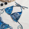 Print Swimsuit 3 Piece Mesh Bikini Set Women's Ribbed Floral Bikini Set Tie Side Swimsuit Cover Ups Daisy Butterfly Print Three Piece Bikini Swimwear Triangle Micro Bikini String Halter Swimwear Women Low Waist Bathing Suit by Stevvex