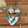 Push Up Women Bikinis Swimwear Women's Bathing Suits Push Up Halter Bandage Bikini Floral Printing Swim Bottoms Two Piece Swimsuits Women Swimsuits Bathing Suit Halter Leaf Print Beach Wear Plus Size by Stevvex