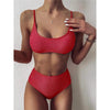 Glitter Sparkling Female Swimsuit High Waist Bikini Women's High Waist Bikinis Party Glitter Scoop Neck Crop Top Swimsuits Two Piece Bathing Suit Women Swimwear Two-pieces Bikini Set Summer Swim Suit by Stevvex