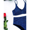 Glitter Sparkling Female Swimsuit High Waist Bikini Women's High Waist Bikinis Party Glitter Scoop Neck Crop Top Swimsuits Two Piece Bathing Suit Women Swimwear Two-pieces Bikini Set Summer Swim Suit by Stevvex