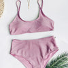 Glitter Sparkling Female Swimsuit High Waist Bikini Women's High Waist Bikinis Party Glitter Scoop Neck Crop Top Swimsuits Two Piece Bathing Suit Women Swimwear Two-pieces Bikini Set Summer Swim Suit by Stevvex