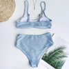 Glitter Sparkling Female Swimsuit High Waist Bikini Women's High Waist Bikinis Party Glitter Scoop Neck Crop Top Swimsuits Two Piece Bathing Suit Women Swimwear Two-pieces Bikini Set Summer Swim Suit by Stevvex