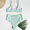 Glitter Sparkling Female Swimsuit High Waist Bikini Women's High Waist Bikinis Party Glitter Scoop Neck Crop Top Swimsuits Two Piece Bathing Suit Women Swimwear Two-pieces Bikini Set Summer Swim Suit by Stevvex
