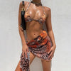 Bikini Women Push Up Swimsuit 3 Piece Bikini Set With Cover Up Women's Fashion 3 Piece Tie Dye Top Bikini Set Swimsuit Cover Up Skirt Swimwear Push Up Bather Swim Wear by Stevvex