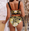 Vintage Black Print Women's Bikini Set Women's Halter Beautiful Print High Waist Swimsuit Bathing Suits Bikini Set Lace Strappy Padded Bra High Waist Bottoms Swimsuit Fashion Female Beachwear Luxury Swimwear by Stevvex