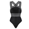 Luxury Women Black Swimsuits Women High Neck One Piece Swimsuits For Women Mesh Bathing Suits Open Back Swimwear One Piece Swimwear For Lady High Neck Bandage Cross Back Swimming Suit Female Holiday Beachwear by Stevvex