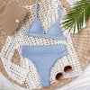 Bikini Swimwear Swimsuit Women Solid Bathing Suit Bikini Set With Pad Female High Waist Beachwear Women Bikini Swimsuits 2 Piece Deep V Neck Swimwear Adjustable Strap Back Bathing Suits by Stevvex