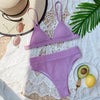 Bikini Swimwear Swimsuit Women Solid Bathing Suit Bikini Set With Pad Female High Waist Beachwear Women Bikini Swimsuits 2 Piece Deep V Neck Swimwear Adjustable Strap Back Bathing Suits by Stevvex