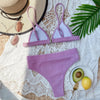 Bikini Swimwear Swimsuit Women Solid Bathing Suit Bikini Set With Pad Female High Waist Beachwear Women Bikini Swimsuits 2 Piece Deep V Neck Swimwear Adjustable Strap Back Bathing Suits by Stevvex