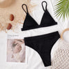Bikini Swimwear Swimsuit Women Solid Bathing Suit Bikini Set With Pad Female High Waist Beachwear Women Bikini Swimsuits 2 Piece Deep V Neck Swimwear Adjustable Strap Back Bathing Suits by Stevvex