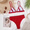 Bikini Swimwear Swimsuit Women Solid Bathing Suit Bikini Set With Pad Female High Waist Beachwear Women Bikini Swimsuits 2 Piece Deep V Neck Swimwear Adjustable Strap Back Bathing Suits by Stevvex