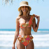 Two-Pieces Women Floral Push-Up Padded Bra Ruffles Bikini Set Swimsuit Swimwear Bathing Suit Beachwear Floral Printed Swimsuit Knotted String Triangle Bikini Tie Side High Cut Cheeky Bikini Set by Stevvex